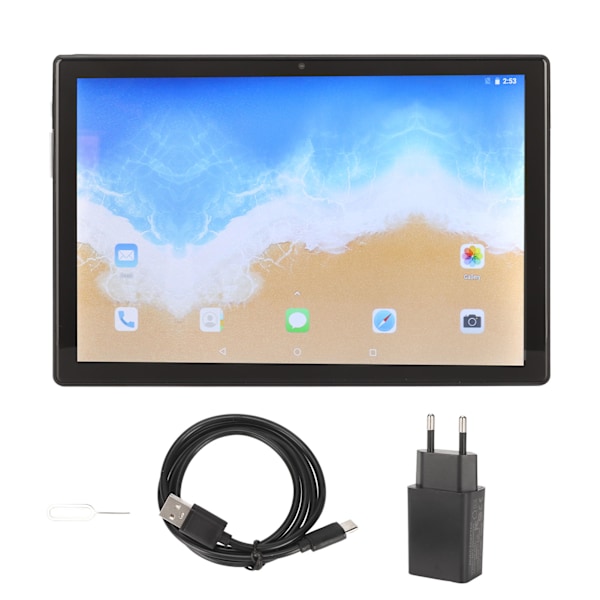 10-tums Tablet för Android 12 8-kärnig CPU 8GB RAM 256GB ROM 5G WiFi IPS-skärm Samtalstablet med Dubbla Kameror 100‑240V Grå EU-kontakt