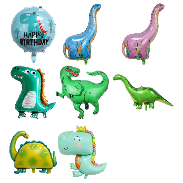 8 delar dinosaurie-aluminiumfolieballonger för bröllop Födelsedag G