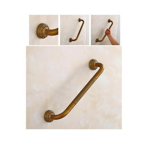 Retro Säkerhetsgrepp 49Cm Koppar Badrum Badkar Dusch Toalett Väggmonterad För Barn Gravid Kvinna Handikappad Äldre
