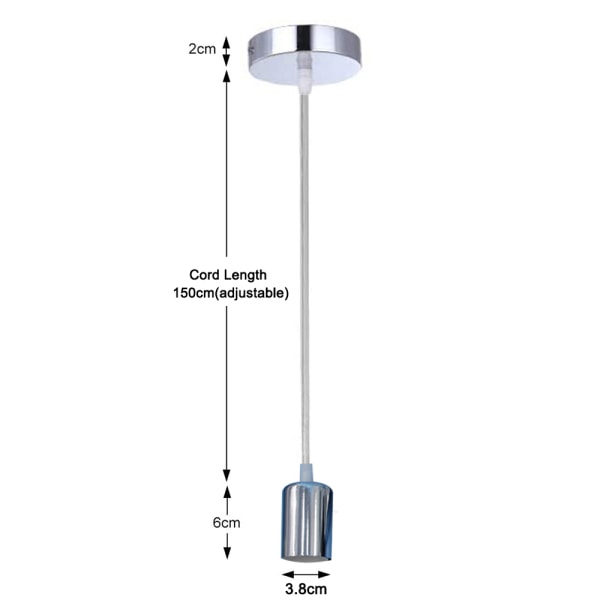 Metall lampeoppheng, E27 lampesokler med kabel, ledningspendel