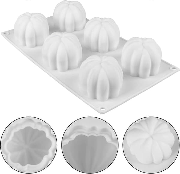 Græskar silikoneforme til bagning af kage, 3D græskar bageforme dessertforme Thanksgiving græskar silikoneform 6 hulrum