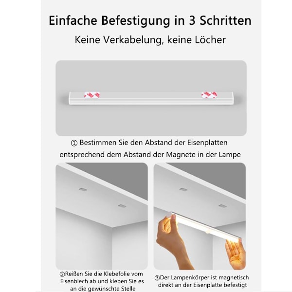 Under-Unit Lys Køkken LED Skrivebordslampe Lysstrimmel Batteri med Magnet, Justerbar USB Batteridrevet Lys til Skabsbelysning