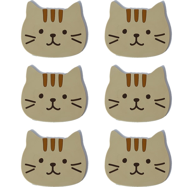 Cute Cat Cup Coasters Mats Silicone Rubber Faces Insulated