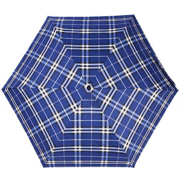 Mænd Kvinder Mini Lomme 5 Foldbare Parasol Anti-UV Solparasoller Tartan Regn Parasol (Blå)