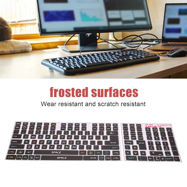 2 stk tastaturklistremerker PVC dekorative generelle stasjonære datamaskintaster klistremerker for 84 til 108 taster tastatur