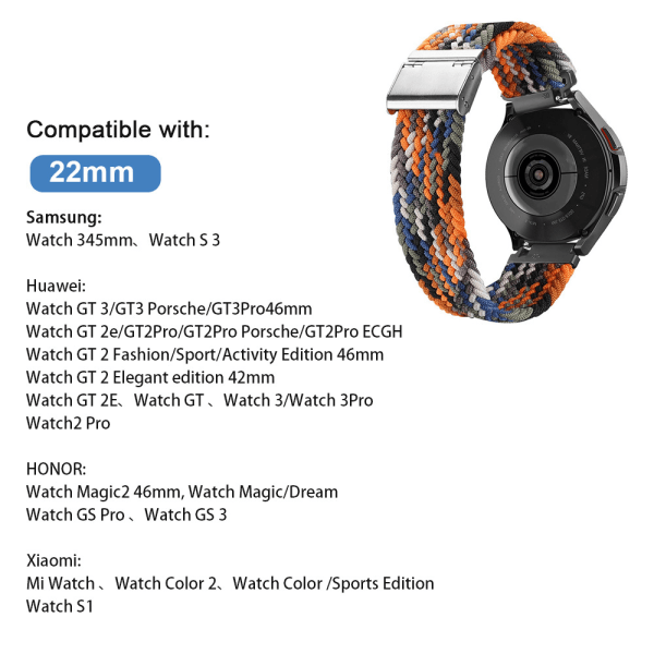 Sport Nylon punottu ranneke yhteensopiva Samsung Watch3:n kanssa