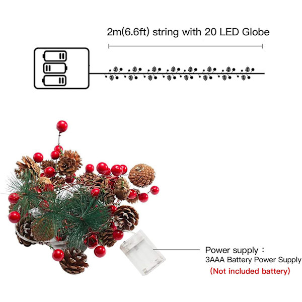 Girlander med lys, julelys LED-lyssnor juleklokke