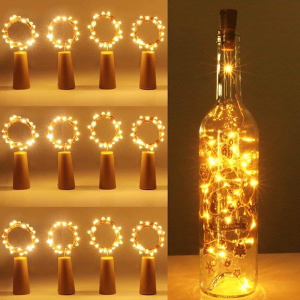 Energieffektiva vinflasklampor, Universal Kork 20 LED Ljusslinga för inom- och utomhusbruk, Vattentät Mini Koppartråd Idealisk för DIY