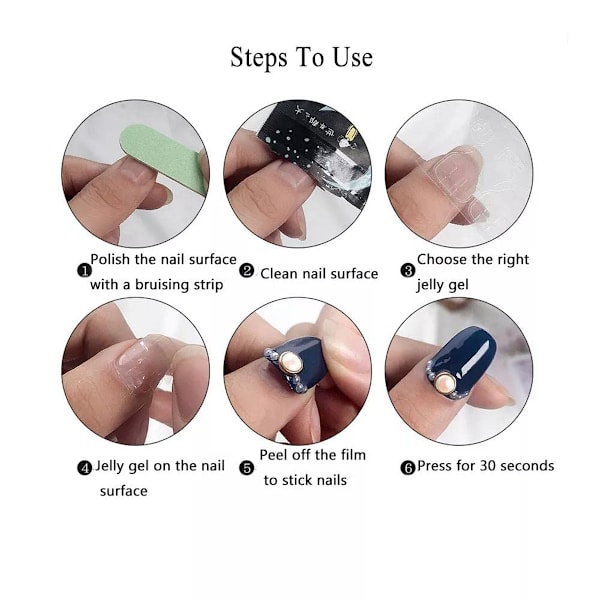 Korta tryck på nagel Medium Coffin Nail Art med 3D lyxdesign Återanvändbara falska naglar 10 st med tillhörande nagelkit 4 storlekar