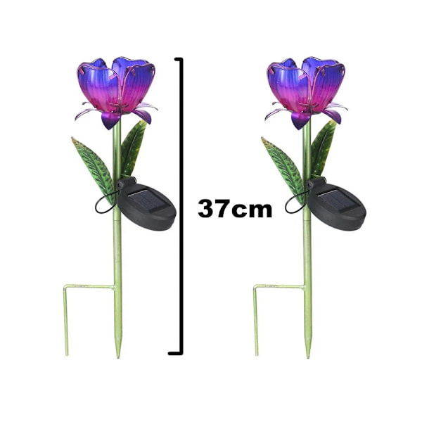 Solglas Blomsterpæle, 2-pak Solcelledrevne Havebelysning til Indkørsel