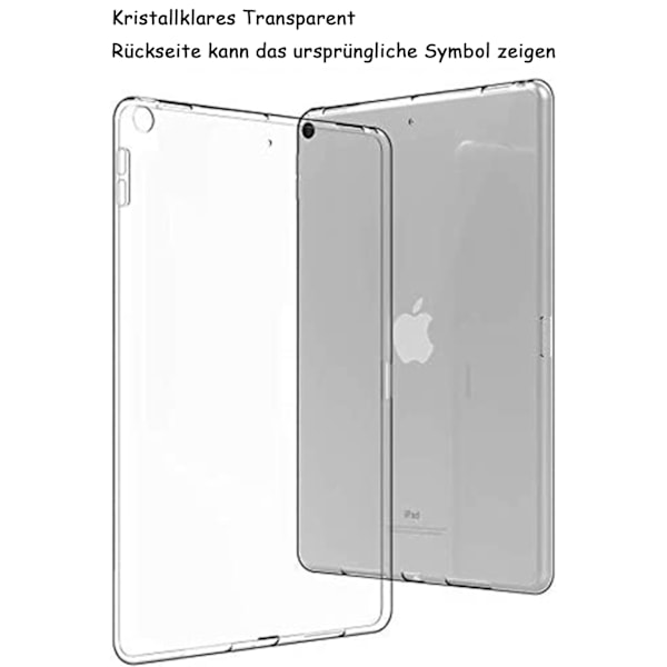 Fodral för iPad 10.2\" (iPad 9:e generationen 2021/iPad 8:e generationen 2020 / iPad 7:e generationen 2019), transparent silikonfodral TPU bakskydd skyddande fodral