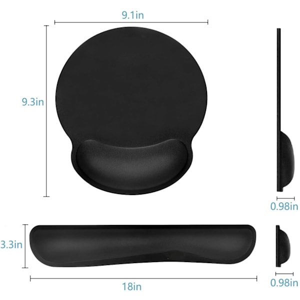 Premium Memory Foam Tangentbord och Mus handledsstöd Pads Set- för bekväm skrivning och handledssmärta lindring (2-pack)