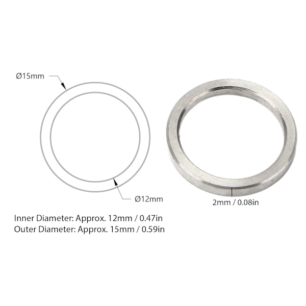 10 st. Distansbrickor 15mm Yttermått 12mm Innemått Rostfritt Stål Hårdvaru Tillbehör Sats Kit3515-0015-0020