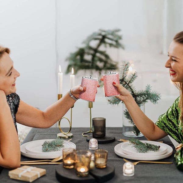 Rostfritt stål med färgglad glitter höftflaska - lagrar 6