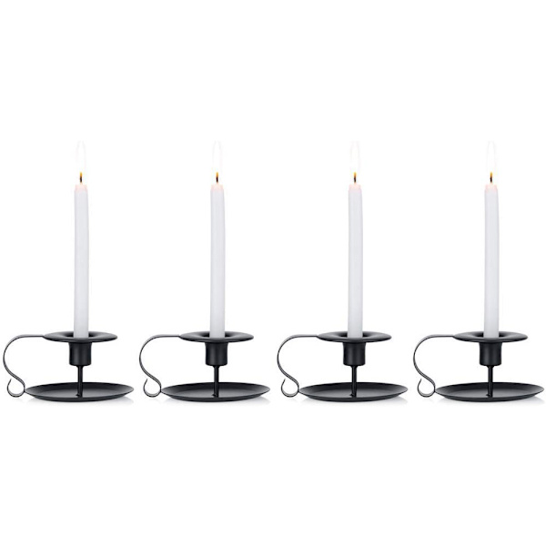 Retro Iron Candelabrum Simple Black Ljusstake Hållare Taper Ca Black 4 Pcs