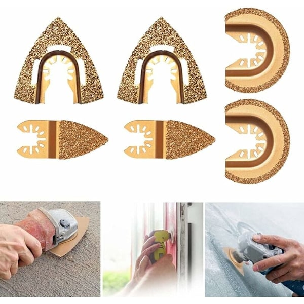 6 st Oscillerande Verktygsblad, Halvcirkelformade Triangelblad för Borttagning av Fogmassa, Långvarig Hållbarhet med Diamantsegment Swing,
