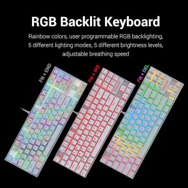 Redragon K552 Mekanisk Gamingtangentbord 60% Kompakt 87 Tangenter