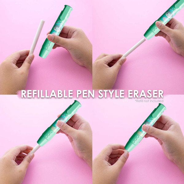 Creative Cartoon Erasers Sisäänvedettävät kynän muotoiset pyyhekumit