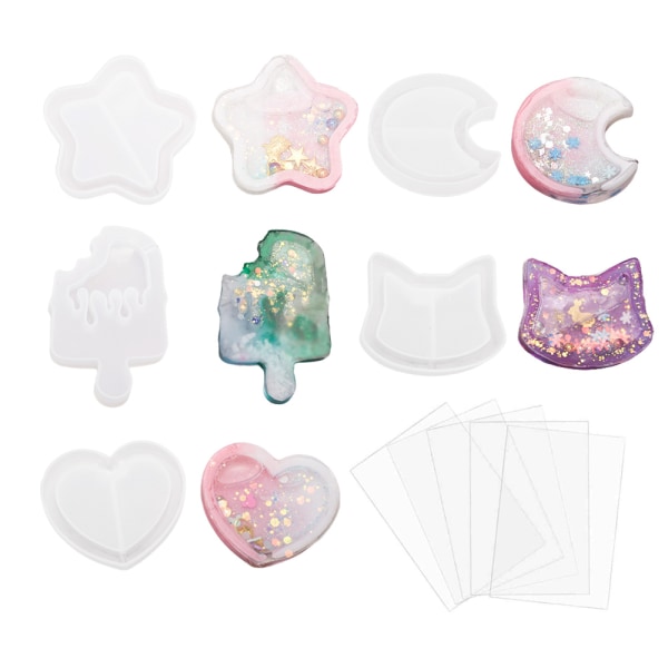 10 stk. Resin Casting Shaker Molds Sæt, 5 stk. Kviksand Silikonemolds