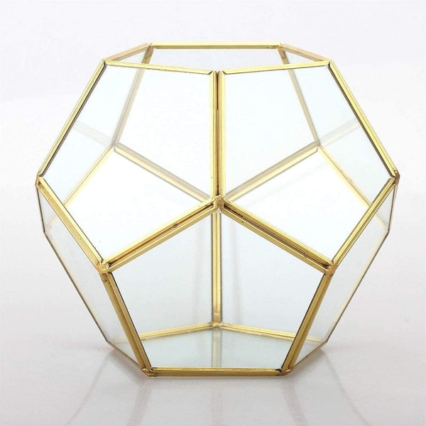Bordplade geometrisk terrarium, 7,8 X 7,8 X 6,5 tommer metal med