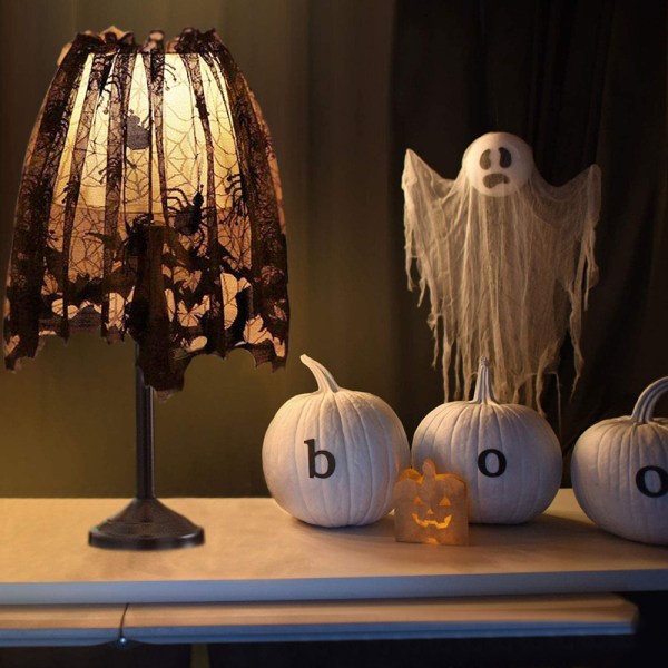 Halloween sort lampeskærm, vintage bånd edderkoppespind lampeskærm