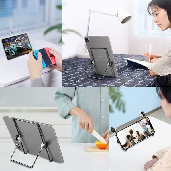 Foldbart tabletstativ med flere vinkler, universalt justerbart metalbordsstativ med 180° rotation til iPad 10,2", iPad Pro 11"/12,9" 2020/2018, iPad Air,