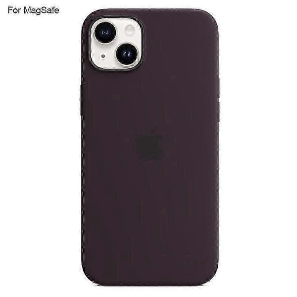 For iPhone 14 Liquid Silicone Case with MagSafe Compatibility Protective Cover with PopSocket Dark Purple