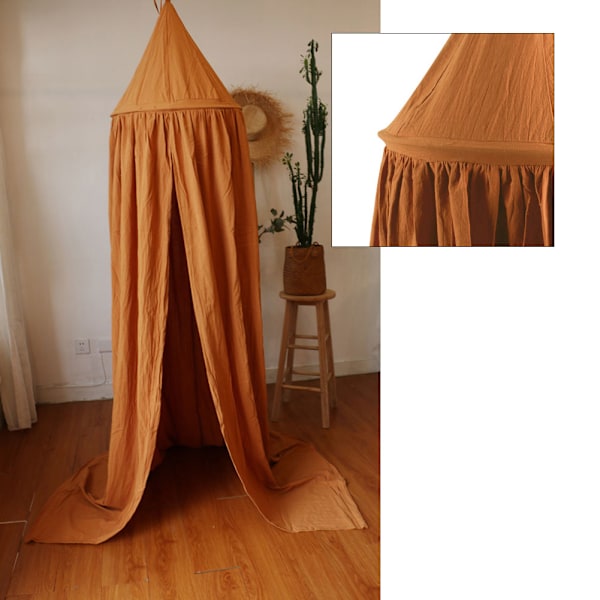 Brun baldakin myggnetting sengramme rund baldakin husdekorasjon for barn