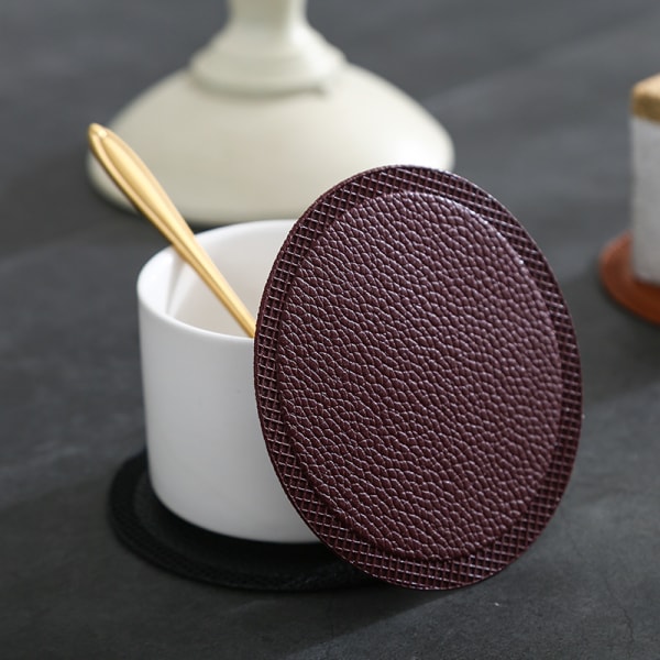 5 stk runde PU læder 10CM bar coasters i ensfarvet