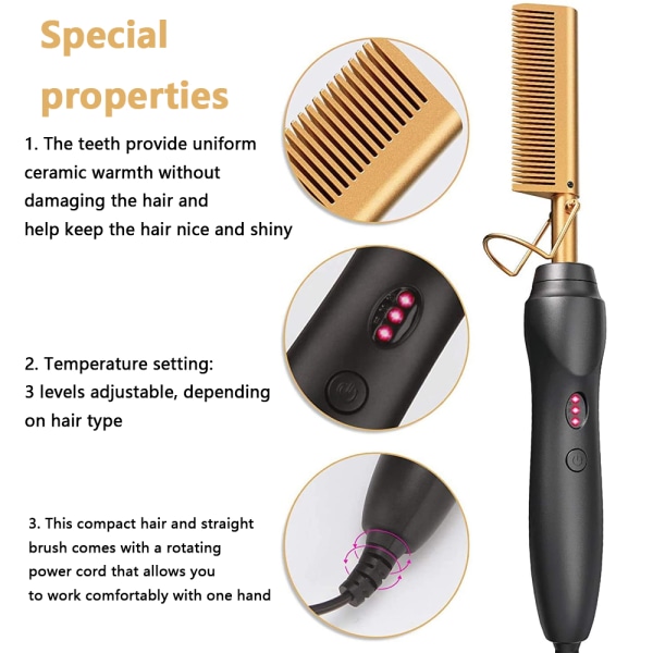 Hot Comb, Elektrisk Värmekam, Keramisk Comb Security Portable