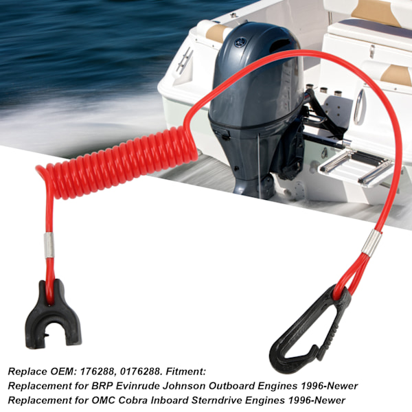 Bådmotor Nødstopkontakt 176288 Sikkerhedsdrabkontakt Udskiftning til BRP Evinrude Johnson Udenbordsmotorer