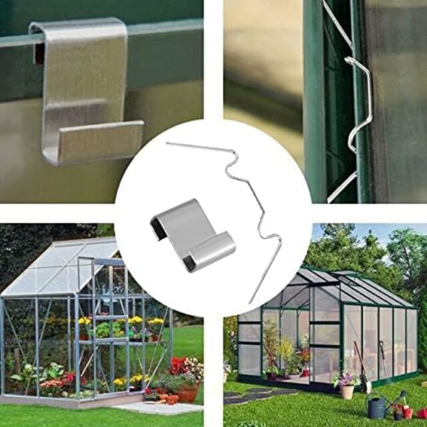 Drivhus Glasklemmer 304 Rustfrit Stål Klemme W/Z Type til Drivhus Polycarbonat Glas (100stk)