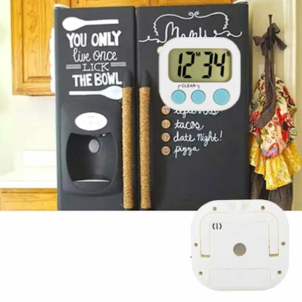 3 Pack Digital Køkken Timer Magnetisk Bagside Stort LCD Display Høj Alarm Minut Sekund Optælling Nedtælling Med ON/OFF kontakt til køkken, hjemmearbejde,