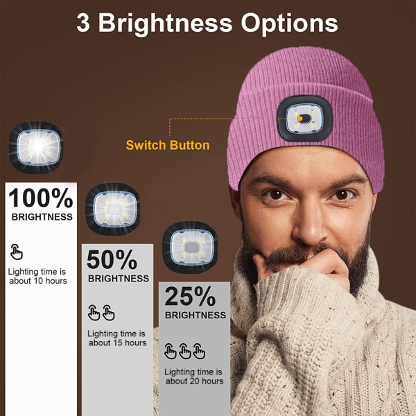 Unisex Beanie Hat med The Light Gaver til venner Genopladelig