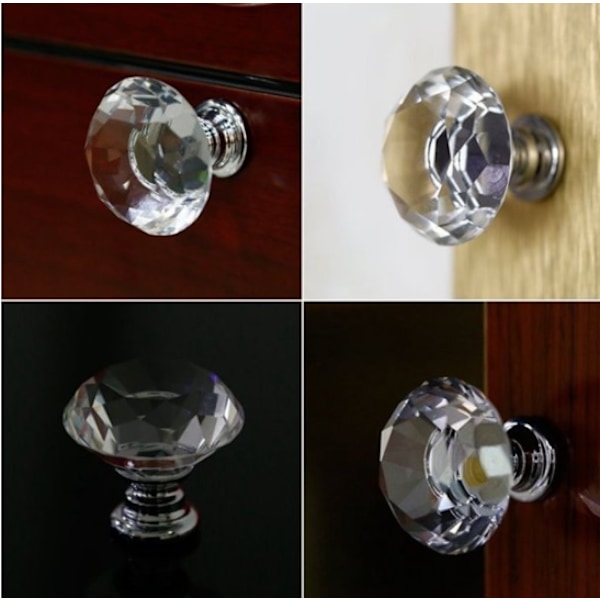 Krystal Glas Skab Kommode Knapper Diamant Skuffe Dør Knapper