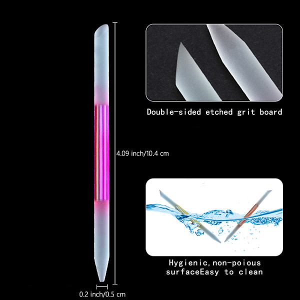 Glass Cuticle Pusher Cuticle Stick Set Dobbeltsidig Negl