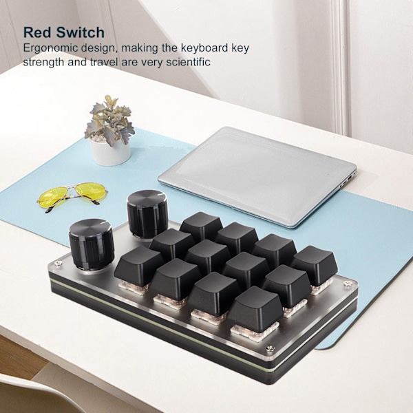 Rød Switch Makro Tastatur Plug and Play Ergonomisk Tilpassede Knapper USB Mini Keypad til Desktop PC 12 Taster 2 Knapper