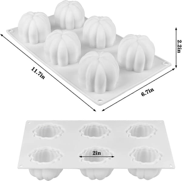 Græskar silikoneforme til bagning af kage, 3D græskar bageforme dessertforme Thanksgiving græskar silikoneform 6 hulrum