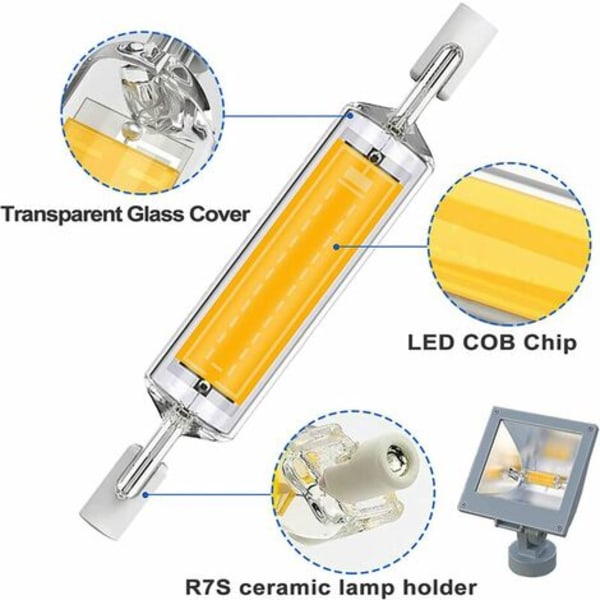 R7s LED 118mm Cool White 6000k, 10w erstatter halogen R7s J118