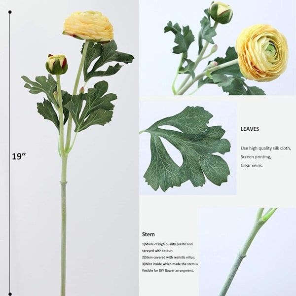 10 stk. kunstige blomster to-hovedede ranunkler