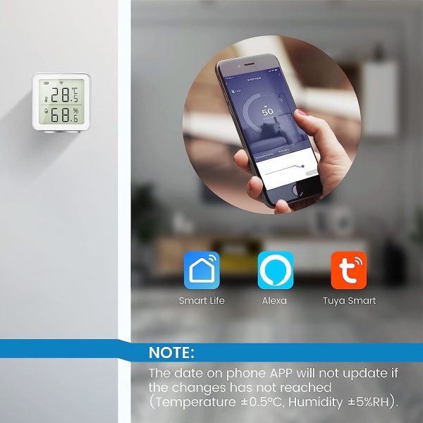 Smart Wlan Wifi Termometer Hygrometer kompatibel med Alexa