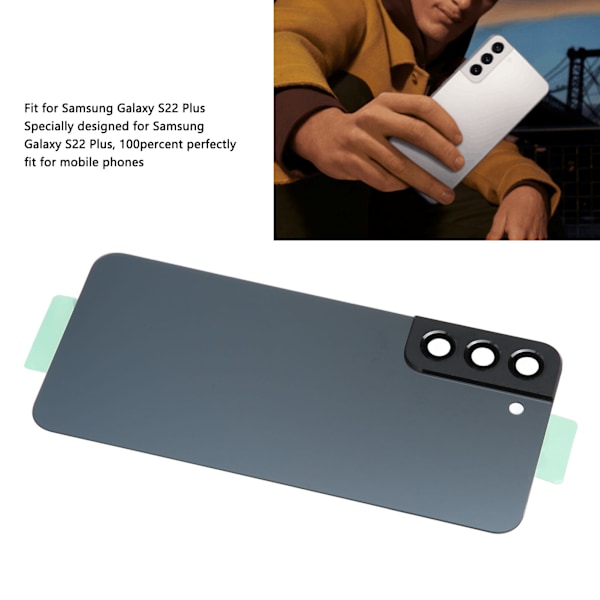 Smartphone Yttre Skärm Baksida Glas Skydd med Kameralins Mobiltelefon Glas Skydd Hölje Dörr Kit för Samsung Galaxy S22 Plus Grå