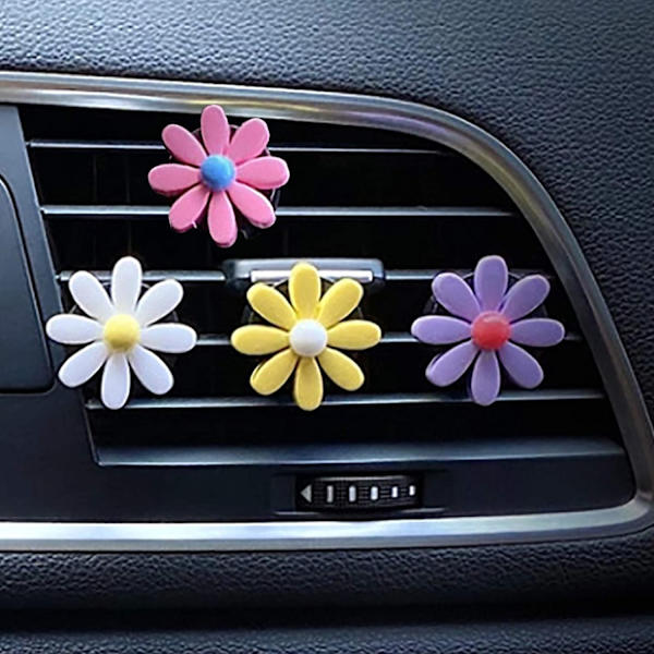 4 st charmiga tusensköna blommor bil luftventilationsklämmor bil