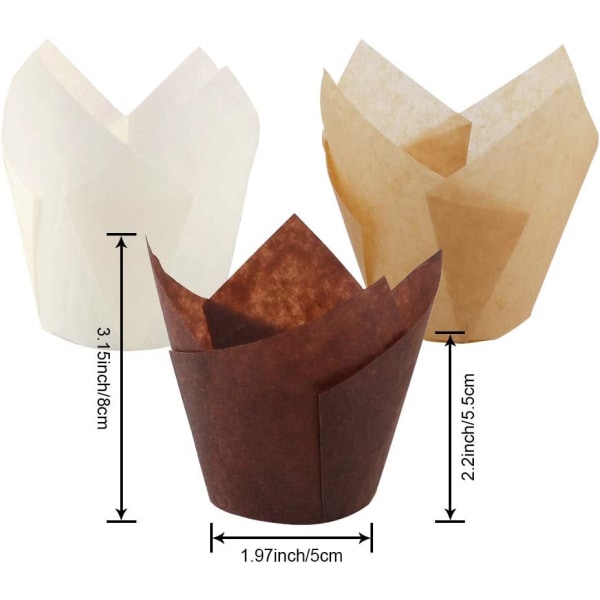 200 stk Tulipan Cupcake Bagebægre, Muffin Bage Liners Holdere,