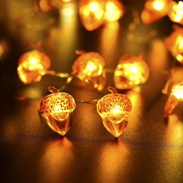 3D Twinkle Acorn Fall Dekorationer Høst String Lights til