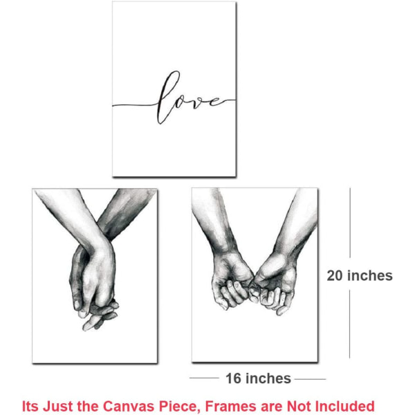 Kärlek och Hand i Hand Väggkonst Canvas Print Poster Svart och