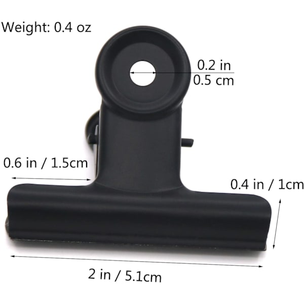 Sorte metalclips, 20 stk. 2 tommer store hængselpapir