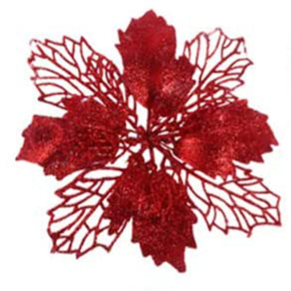 Toyvian 12 stk. Juletræspynt Glitter Poinsettia