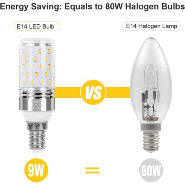 E14 LED-pære 9W Kald hvit 6000K 1450LM, 75 LED-er, E14 100W
