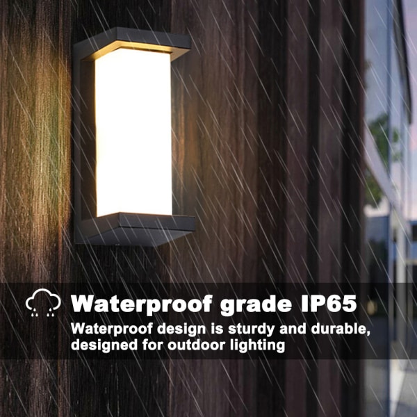 Tre typer utvendige vanntette vegglamper med nøytralt lys,